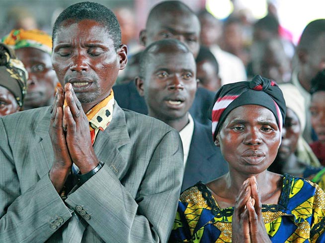 Congolese Christians praying