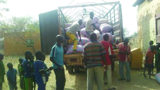 Rice and maize provided by Barnabas to needy Christians in Burkina Faso