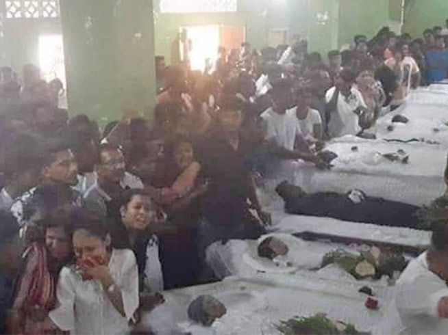 Mass funerals were held for the terrorist bombing victims who were mainly Sri Lankan Christians