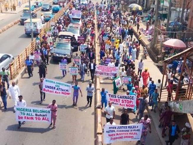 Millions march peacefully in Nigeria to protest against the murderous persecution of Christians that has resulted in hundreds of deaths in the first month of 2020 alone